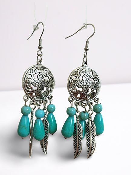 "Plumes Turquoise & Médaillon"